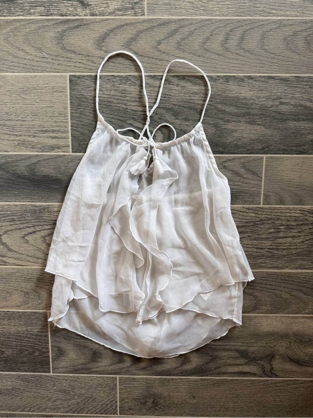 Abercrombie & Fitch Women’s White Ruffle Layered Camisole Tank Top